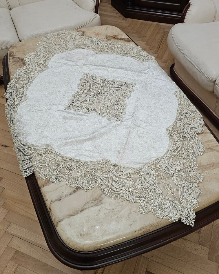 Бархатна серветка 90х90см - молочна вид 21