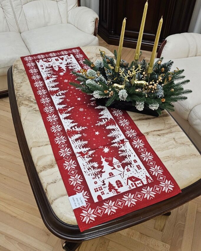 Різдвяна серветка габардинова 40х120см - вид 02