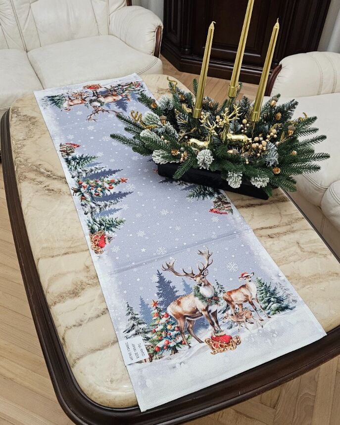 Різдвяна серветка габардинова 40х120см - вид 03