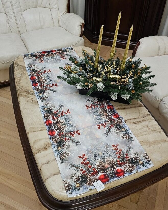 Різдвяна серветка габардинова 40х120см - вид 04