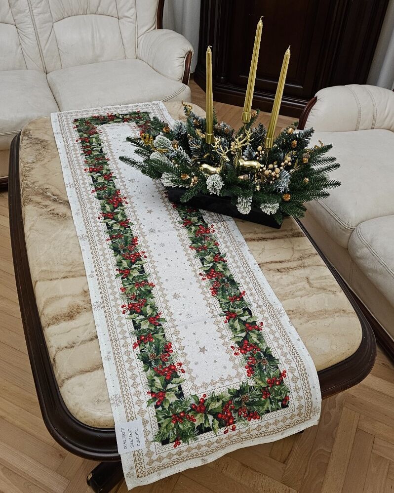 Різдвяна серветка габардинова 40х120см - вид 06