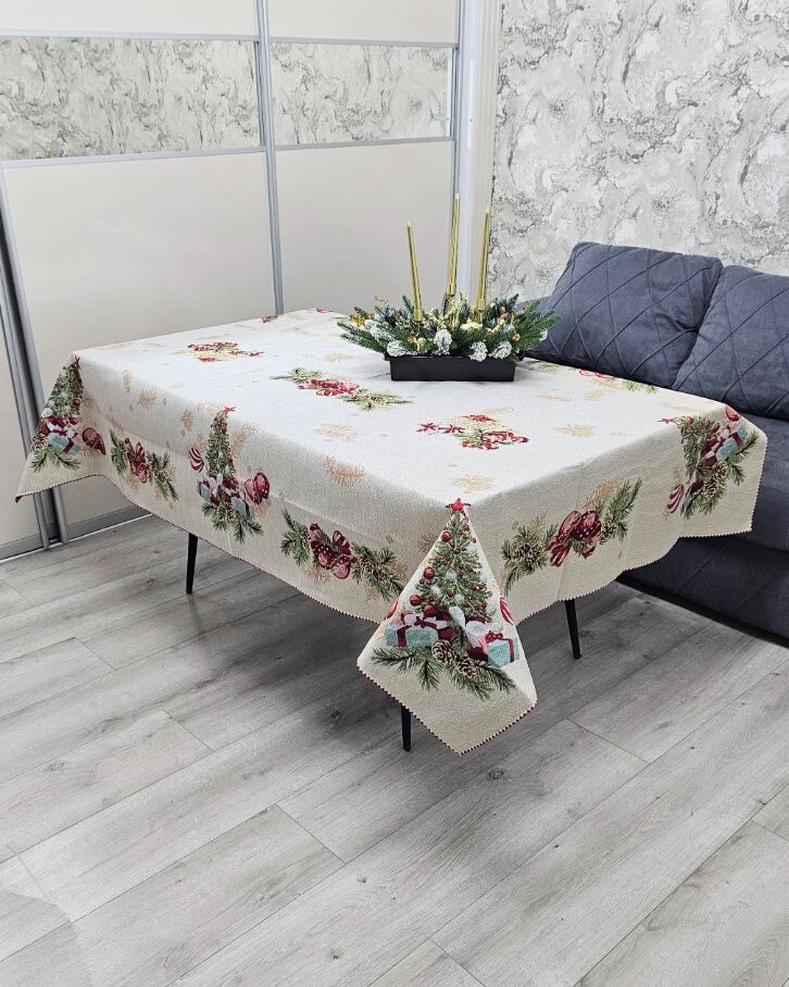 Гобеленова різдвяна скатертина 140х220см - вид 1