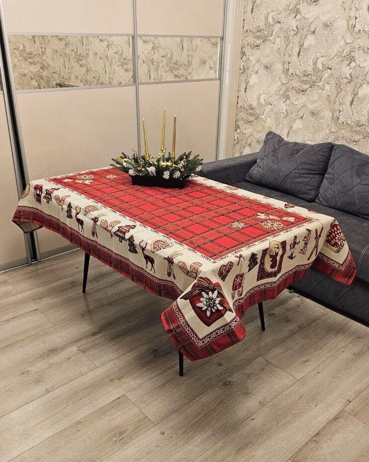 Гобеленова різдвяна скатертина 140х220см - вид 4