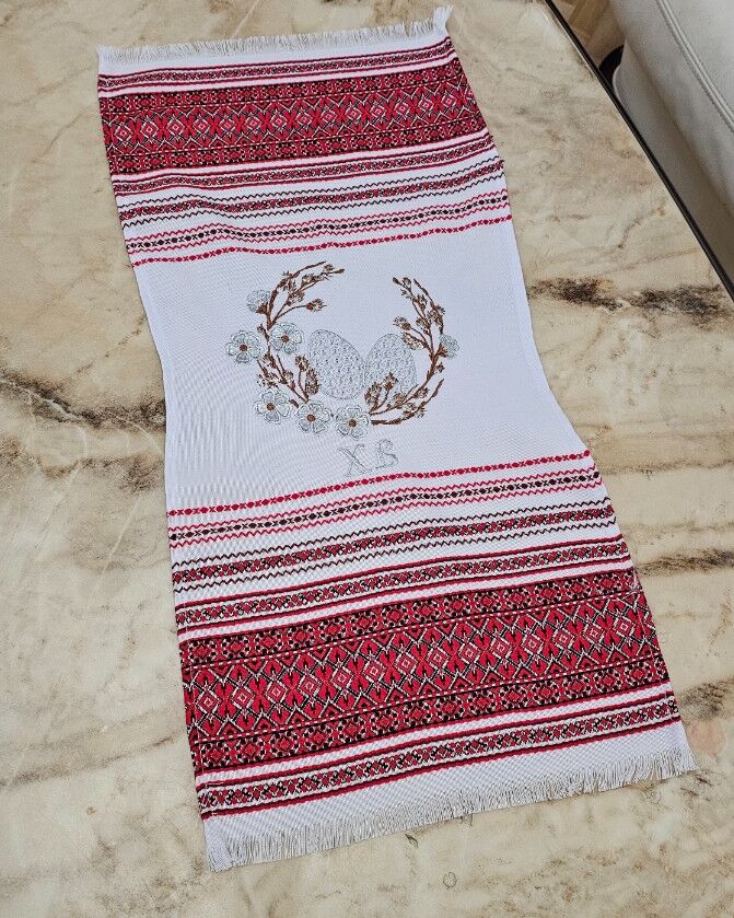 Пасхальна  серветка вишита 35х60см  - червона 1