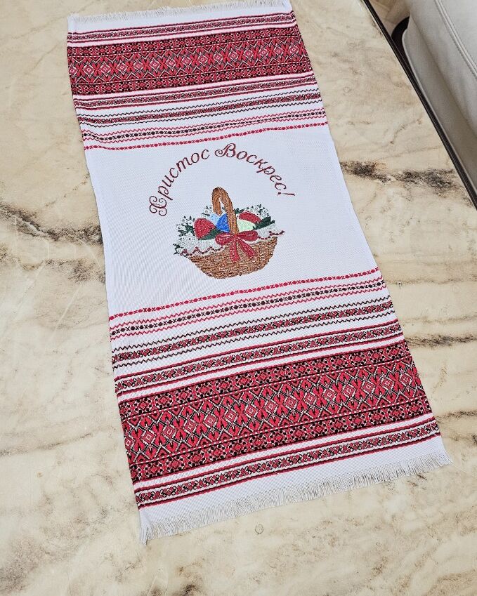 Пасхальна  серветка вишита 35х60см  - червона 2