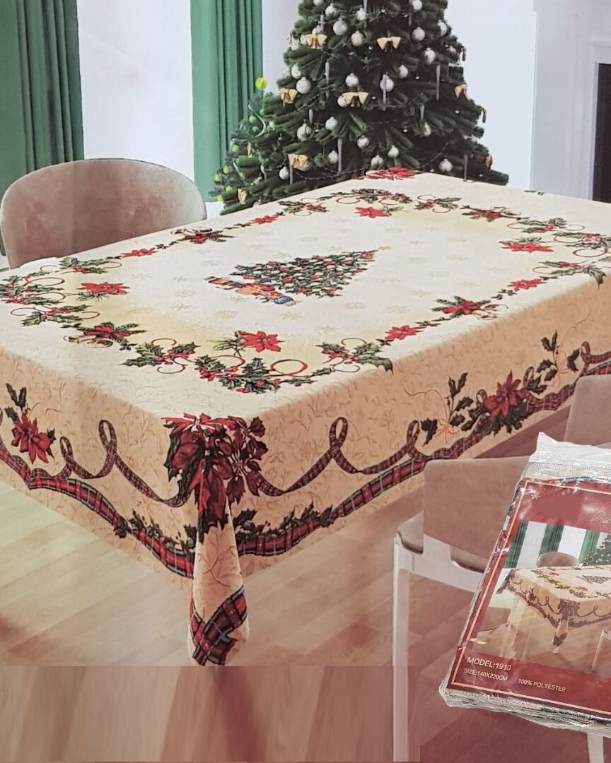 Гобеленова різдвяна скатертина 140х220см - ЯЛИНКА
